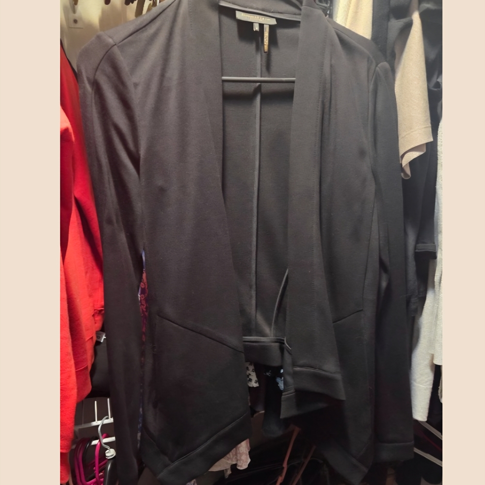 Donna Karan Black Open Front Blazer